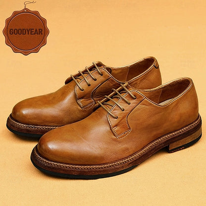 Goodyear Shoes Tan and Men's with Derby Leather Clean Welt
