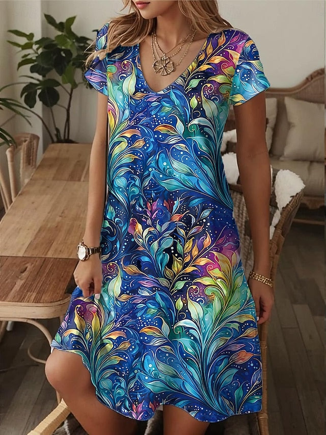 Women's Mini Dress A Line DressT Shirt Dress Tee Dress