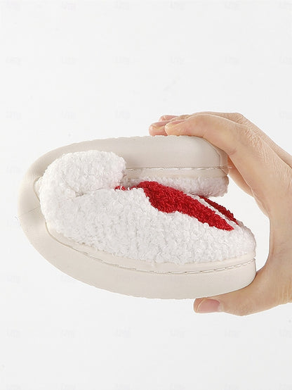 Women's with Soft Slippers and - Bowknot Design Red White