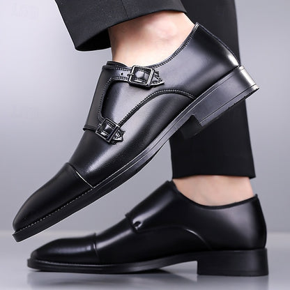 – Shoes Elegant Men's Monk Strap Dress Leather Double