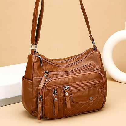 Sac bandoulière matelassé en similicuir pour femme avec plusieurs compartiments