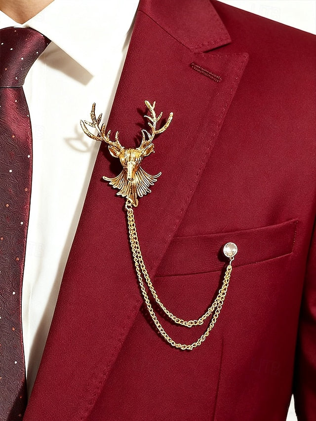 Brooch Deer Men's Lapel Pin Christmas with