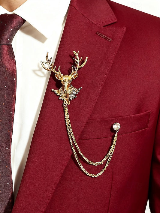 Brooch Deer Men's Lapel Pin Christmas with