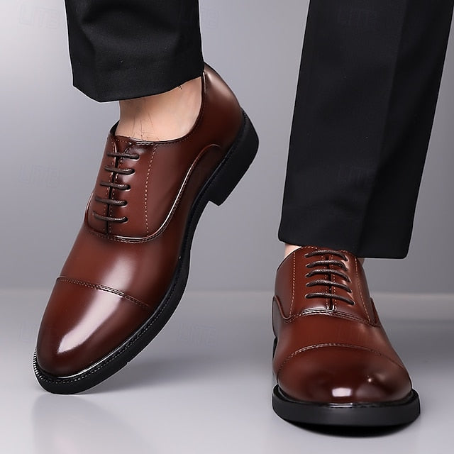 Brown Classic Men's Design Shoes Oxford – Dress Cap-Toe