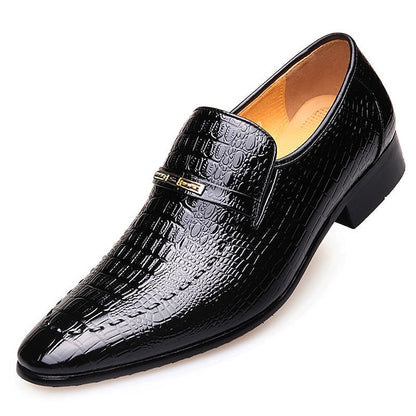 - Men's Brown Loafers Crocodile Faux Leather Pattern