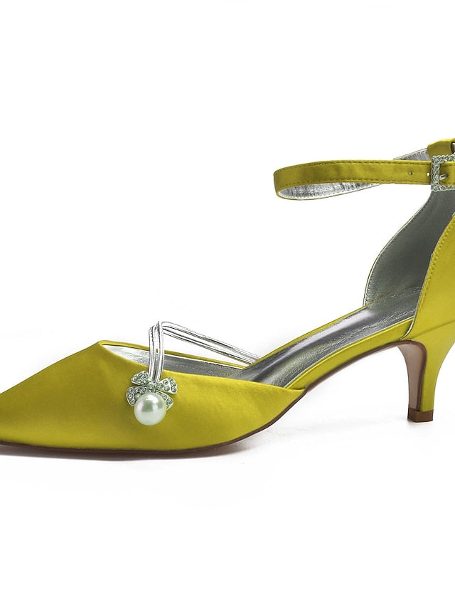 Satin Pearl and Kitten Heels Blue Women's Dark with