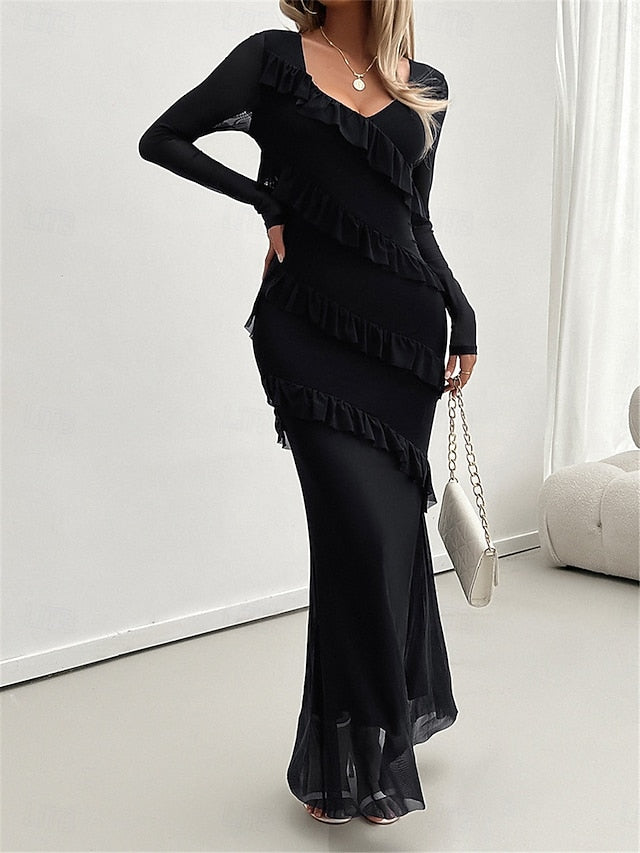 Women's Casual Dress Maxi Dress Ruffle Vacation Date