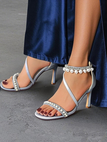 Chic Pointed-Toe Satin Party Pink Strap – Heels Ankle