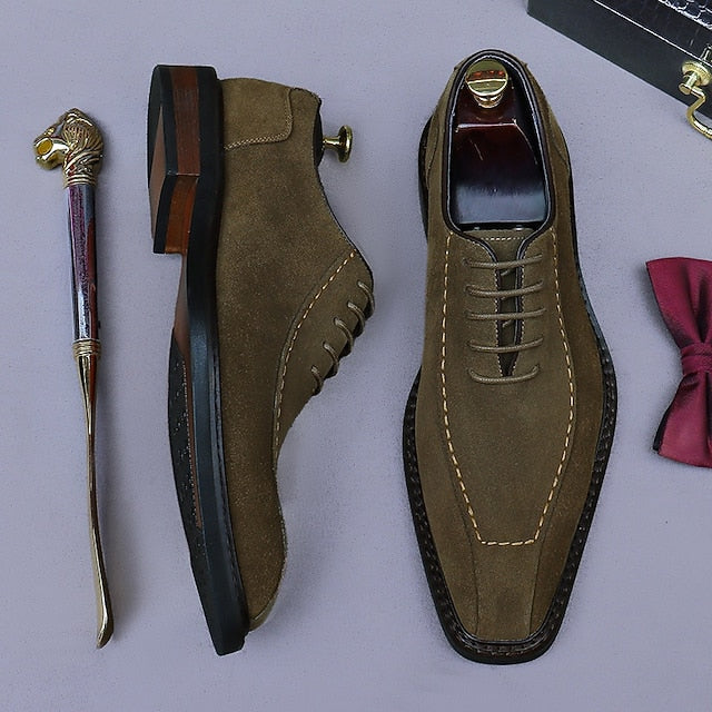 Men's Derby - Shoes Suede Classic Leather Genuine Cowhide
