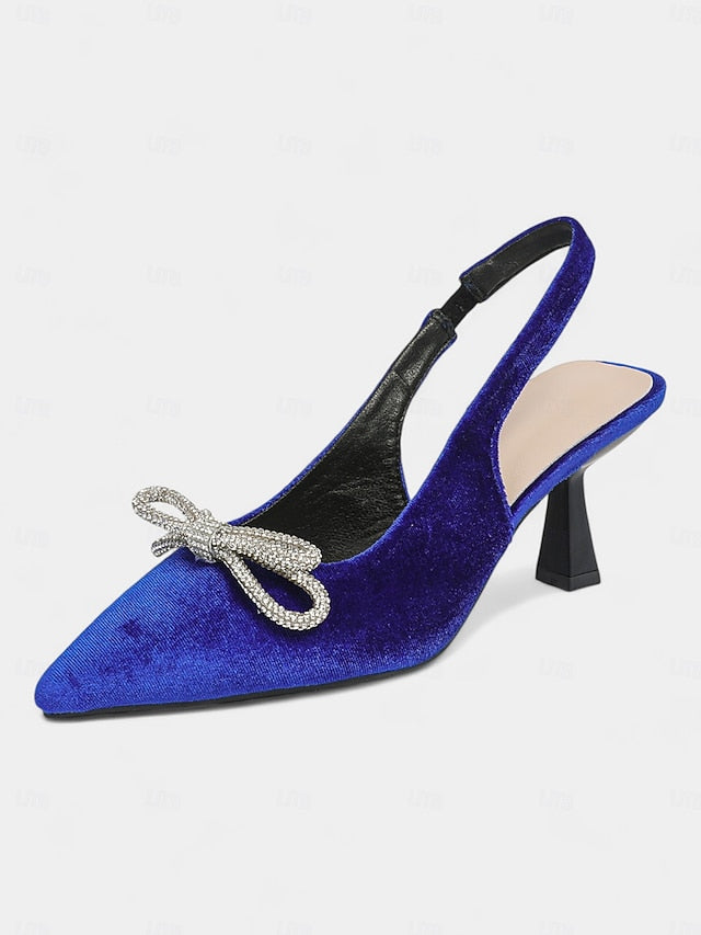 Toe Velvet Heels – Slingback Women's Pointed Cocktail