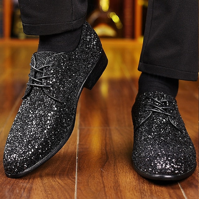 Men's Shoes Bold – Glitter Lace-up Party Purple Statement