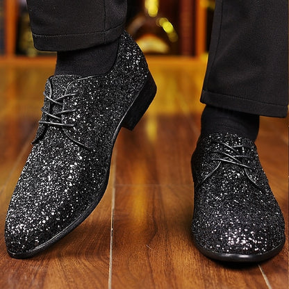 Men's Shoes Bold – Glitter Lace-up Party Purple Statement