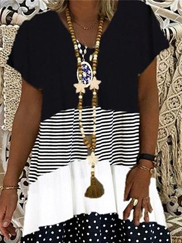 Women's Casual Dress T Shirt Dress Tee Dress Polka Dot