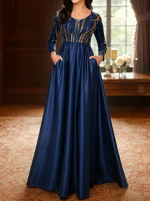 A-Line Floor Length Wedding Guest Dress Formal Dresses Flare