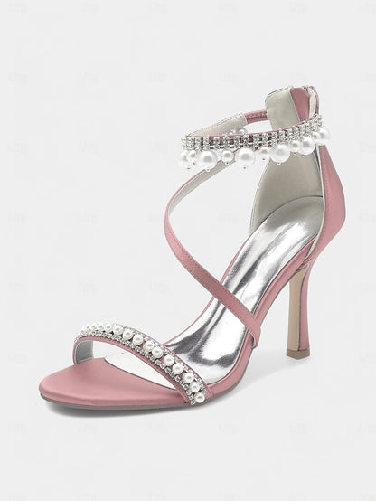 Chic Pointed-Toe Satin Party Pink Strap – Heels Ankle