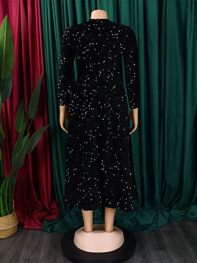 Women's Midi Dress Black Dress Sequin Dress Elegant Fashion