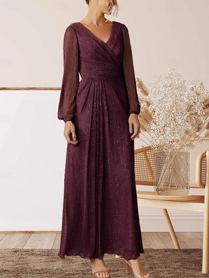 Mother Bride V of Guest Wedding Neck the A-Line Elegant Dress