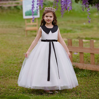 Girls' Party Kids Performance Color Dress Block Sleeveless