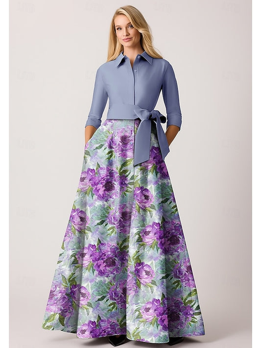 Elegant of Bride Bateau Blue Neck the A-Line Purple Mother Dress