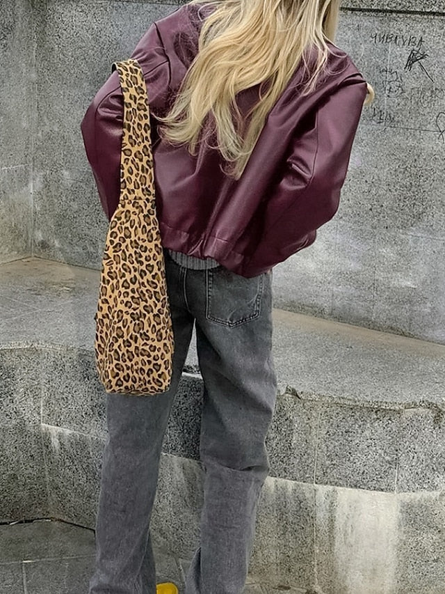 Comfortable Pocket Leather Women's Warm Faux Jacket Zipper