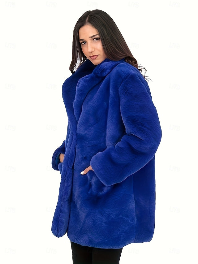 Pocket Coat Warm Comfortable Knitting Faux Fur Women's