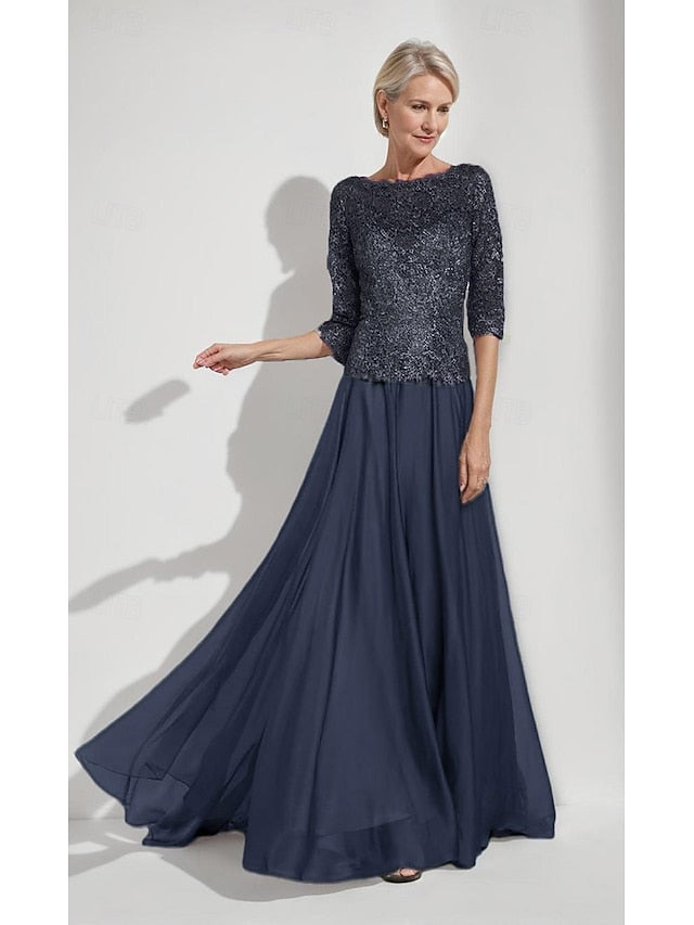 Dress Minimalist Elegant the Bride A-Line Simple Boat Mother of