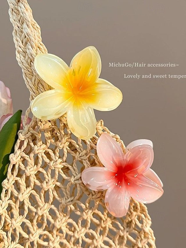 Clips Flower Hair Hawaiian 6PCS Resin – Tropical Plumeria
