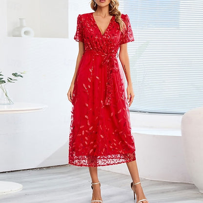 Neck Elegant Bride V Mother Sequin Dress the A-Line of