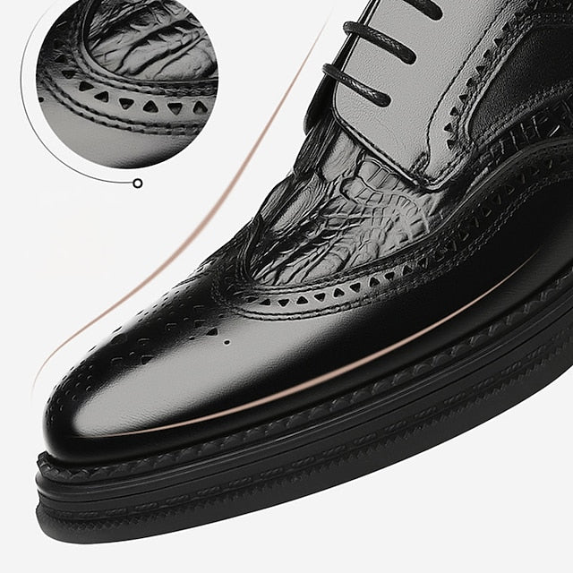 Men's Brogue Brown Oxford Leather - Crocodile Shoes