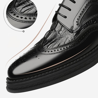Men's Brogue Brown Oxford Leather - Crocodile Shoes