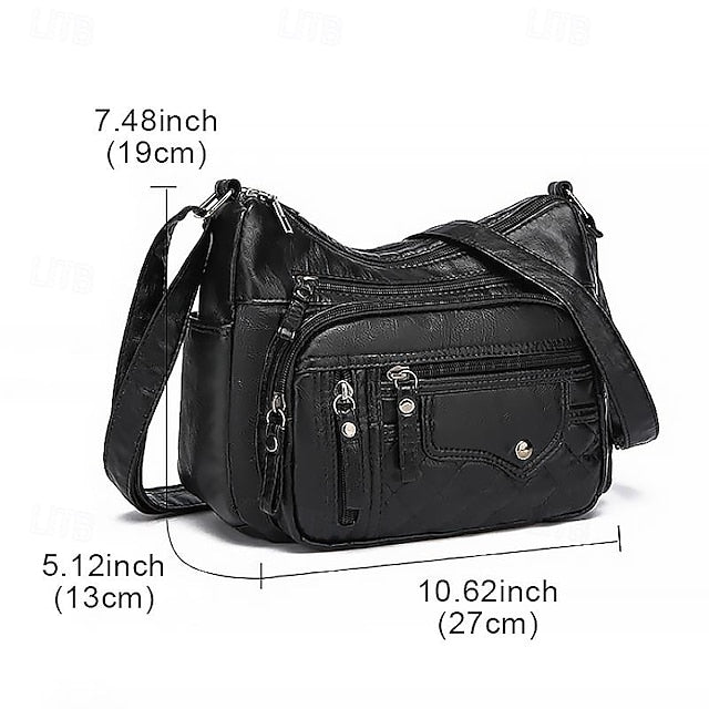 Sac bandoulière matelassé en similicuir pour femme avec plusieurs compartiments