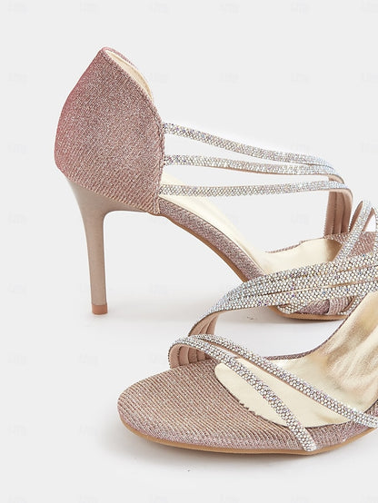 Sandals Crystal Strappy Women Heel Rhinestone – High for