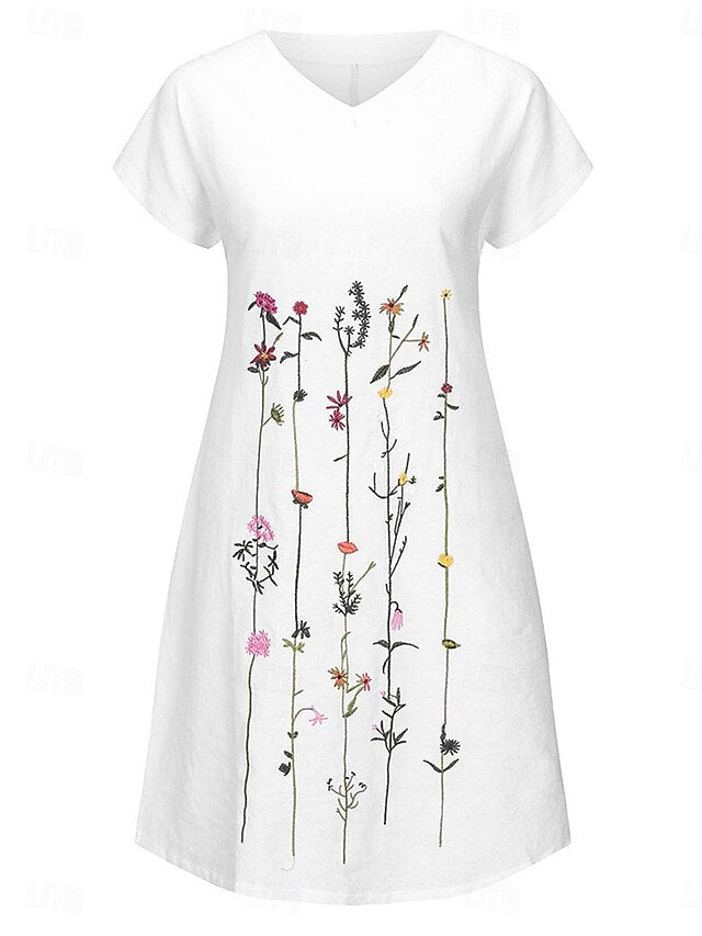 Women's Blue White Purple Summer Spring Midi Dress Faux