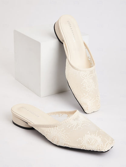 Flats – White Sheer Elegant Women's Ballet Mesh Lace