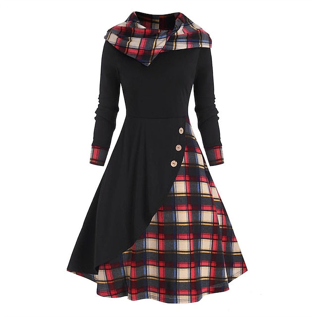 Women's Midi Dress Plaid Dress Casual Dress Sheath Dress