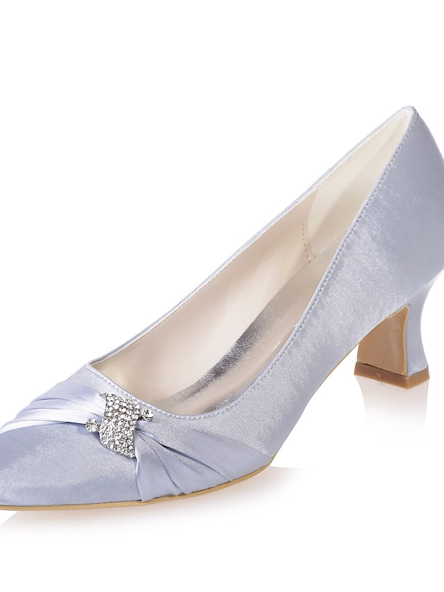 Heels Kitten Rhinestone Satin Bow with Blue Royal Women's
