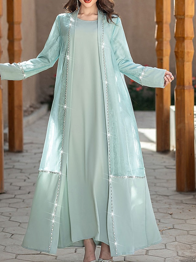 Mother Elegant Bride Crew of Floor Neck the A-Line Dress Vintage