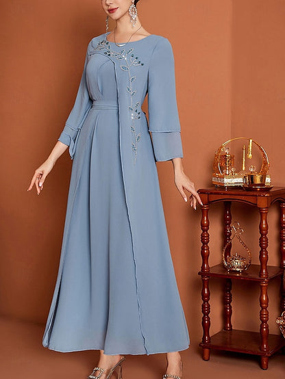 the Dress Floor Bride V of Length Elegant A-Line Mother Neck