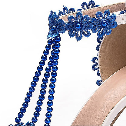 Wedding Shoes Heel Pointed High Women's Lace Bridal