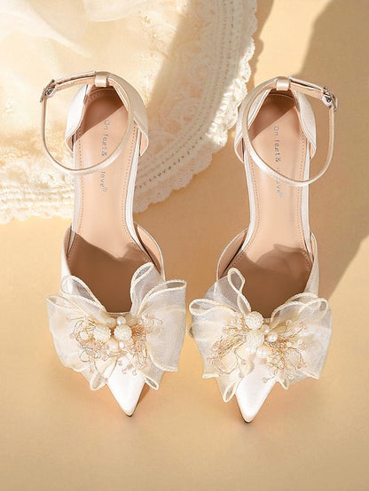 Strap Satin Ankle Pumps Bridal Elegant - Heels Women's with