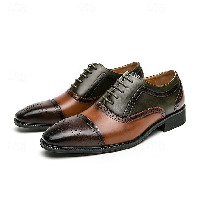Brown Men's Oxford – Shoes Faux Wingtip and Leather Black
