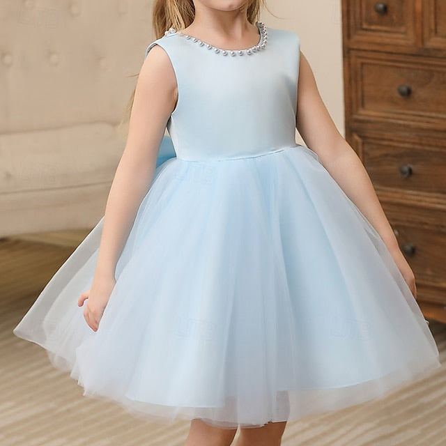 Party Girls' Kids Sleeveless Color Solid Dress Wedding