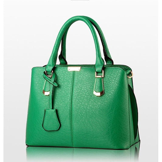 Elegant Faux Leather Structured Handbag – Green Women's