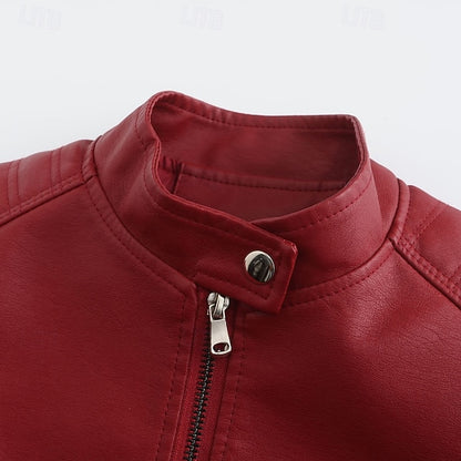 Faux Comfortable Women's Jacket Pocket Zipper Leather