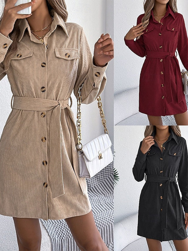 Women's Mini Dress Shirt Dress Fashion Modern Daily Office
