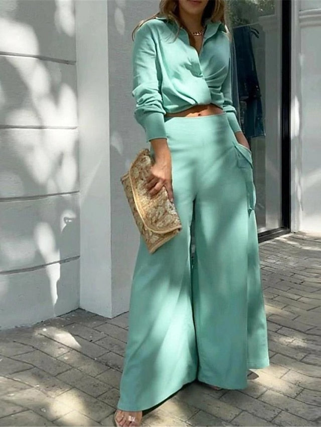 Women's Elegant Stylish Shirt Cotton Linen Sets Two Piece