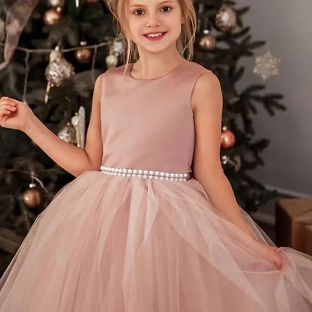 Flower Kids Color Girl Dress Girls' Solid Party