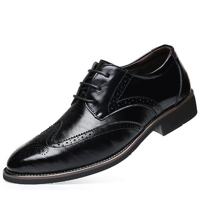 Leather Men's Oxford with Brogue Faux Blue Classic Shoes