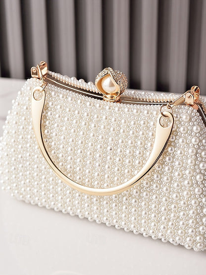 with Women's Clutch Beaded Bag Handle Pearl Gold Evening