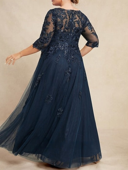 Bride the A-Line Elegant Dress of Neck Wedding Guest Mother V